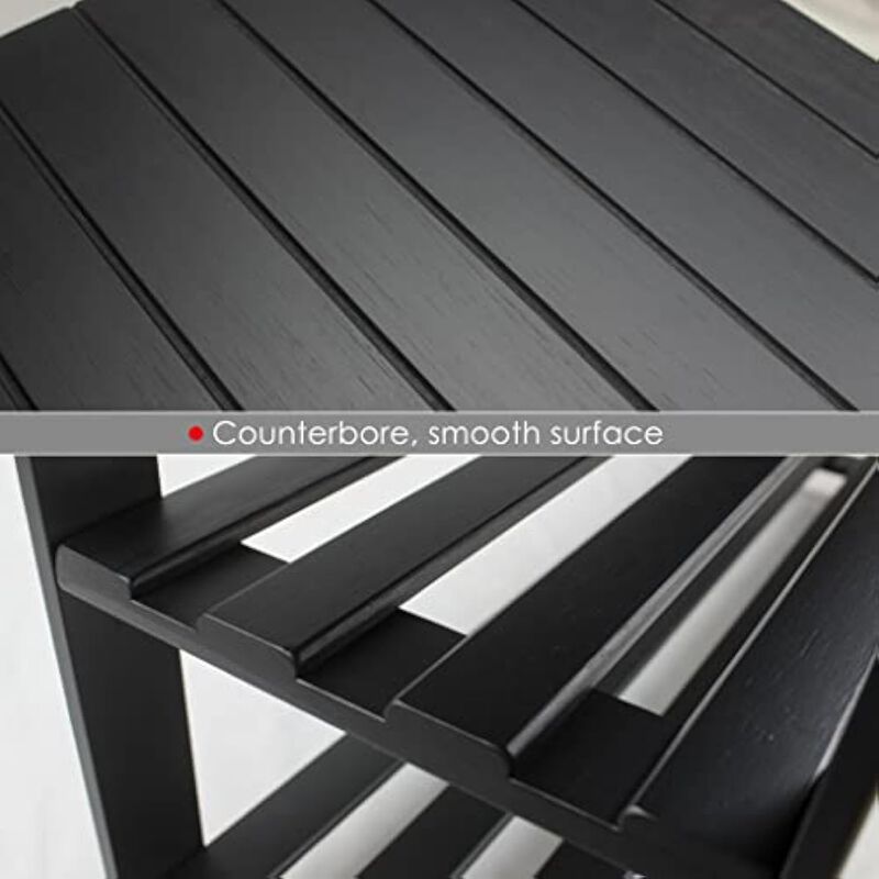 Entryway Bamboo Shoe Storage Bench 3 Tier Black Rack Organizer image number 3