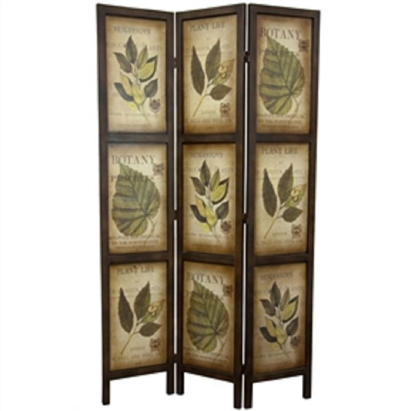 3-Panel Folding Room Divider – Double-Sided Botanical Leaf & Floral Design