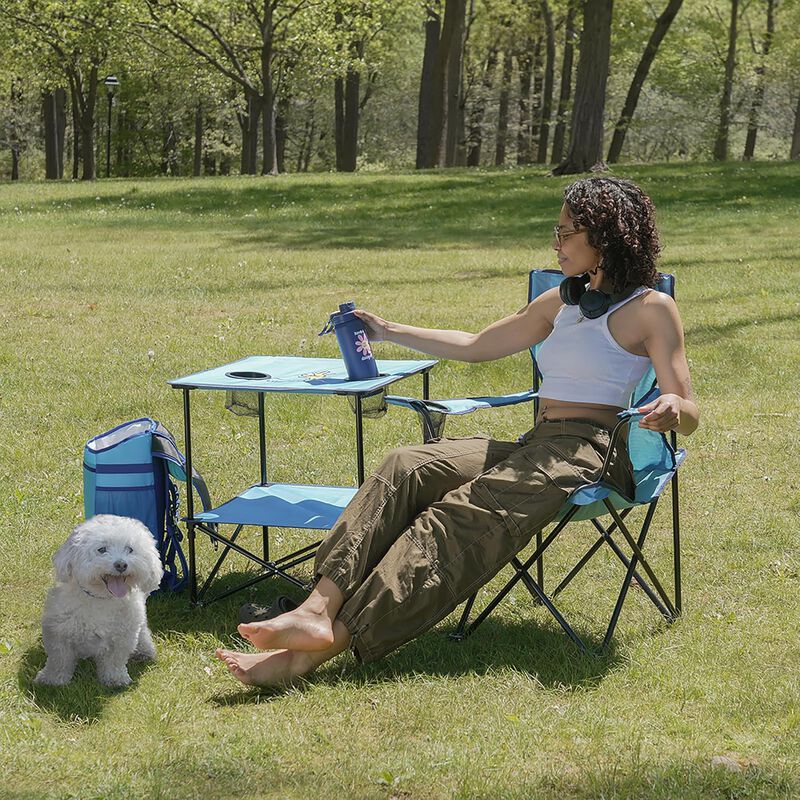 Life is Good&reg; 3 x 3 x 3 ft Blue Mesh Back Quad Chair image number 1