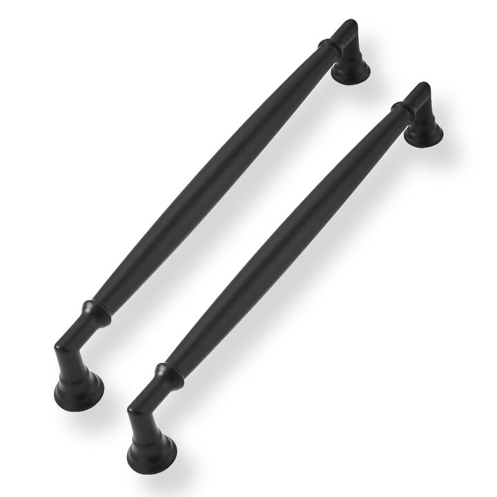 CABDM 2 Pack 8 Inch Hole Center Matte Black Cabinet Pulls Heavy Duty Solid Round Cabinet Pulls Kitchen Cabinet Hardware for Cupb