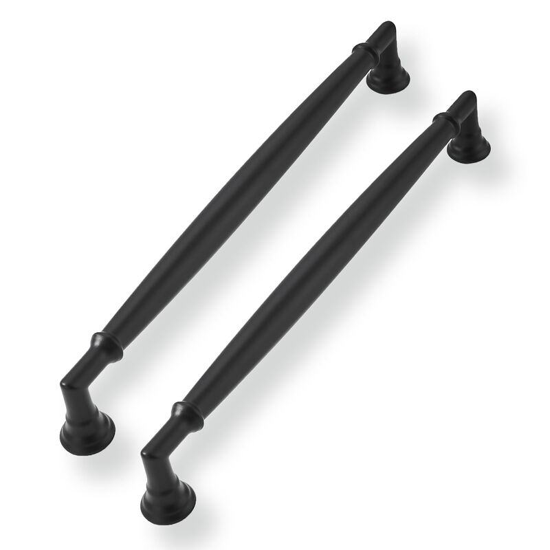 CABDM 2 Pack 8 Inch Hole Center Matte Black Cabinet Pulls Heavy Duty Solid Round Cabinet Pulls Kitchen Cabinet Hardware for Cupb