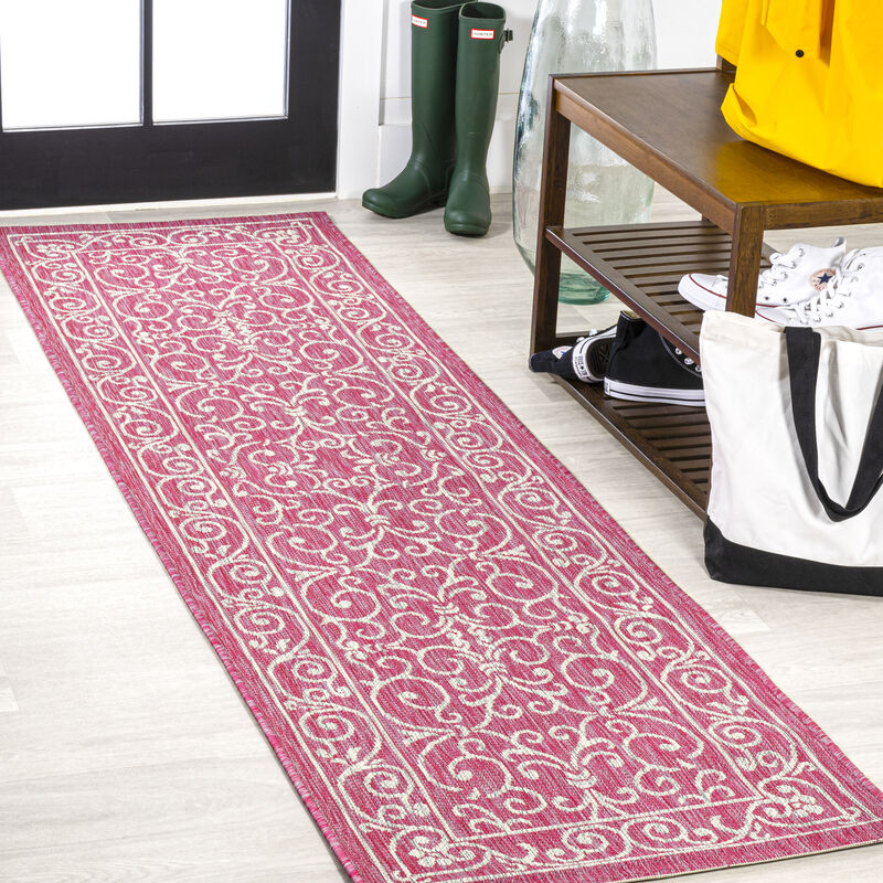 Charleston Vintage Filigree Textured Weave Indoor/Outdoor Area Rug