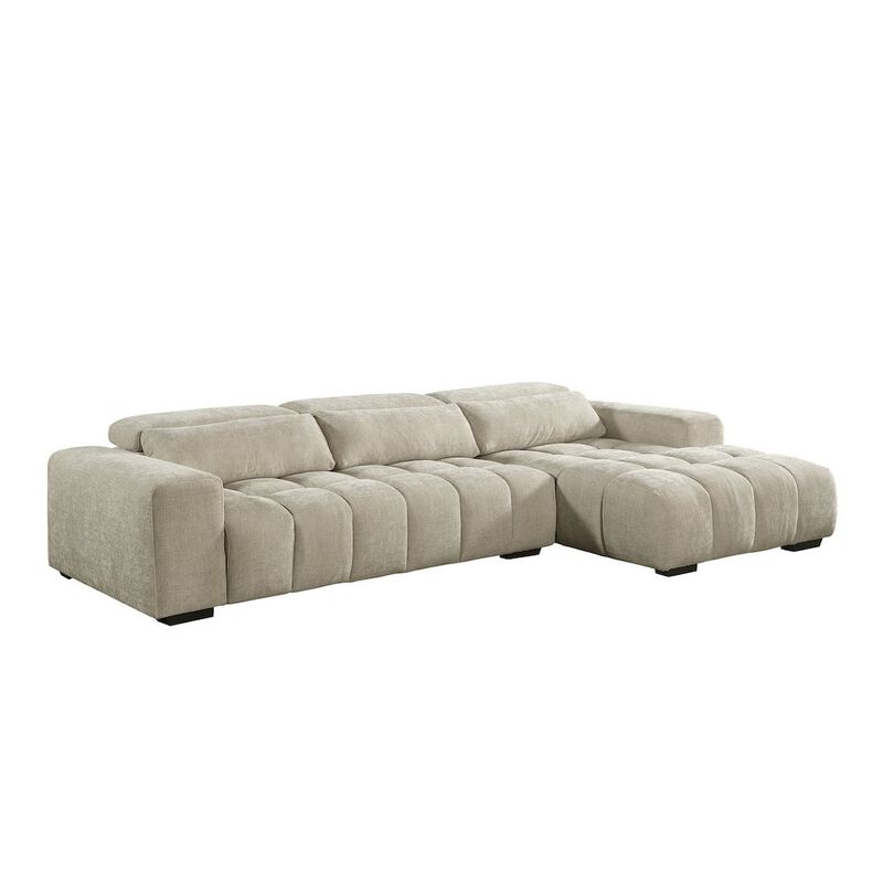 Best Quality Furniture Sectional With Right Facing Chaise In Beige Chenille Fabric