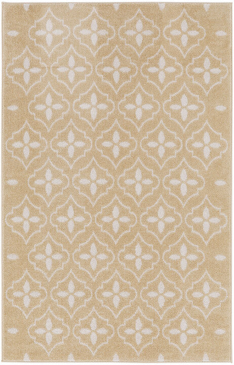 HomeRoots 4' X 6' Beige And Ivory Geometric Indoor Outdoor Area Rug