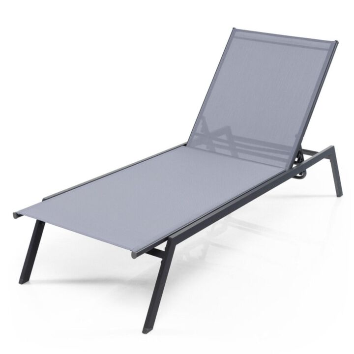Hivvago Outdoor Adjustable Chaise Lounge Chair with Lay Flat Position and Quick-Drying Fabric