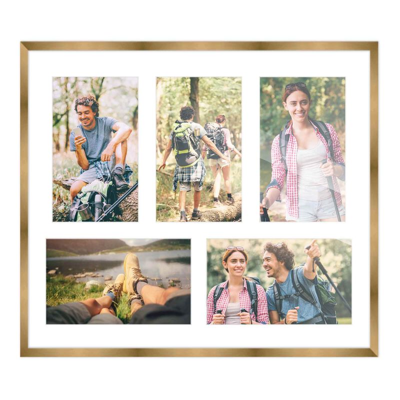 12x14 Wood Collage Frame with a White Mat for 4x6 Pictures