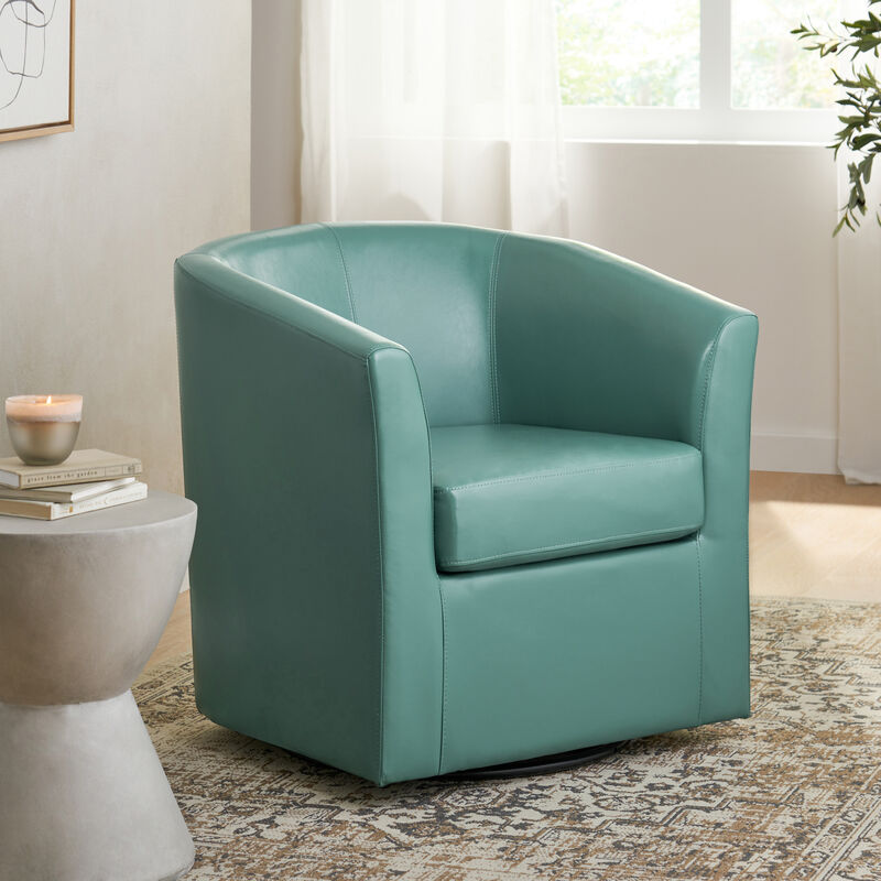 Christopher Knight Home Elio Contemporary Faux Leather Upholstered Swivel Club Chair