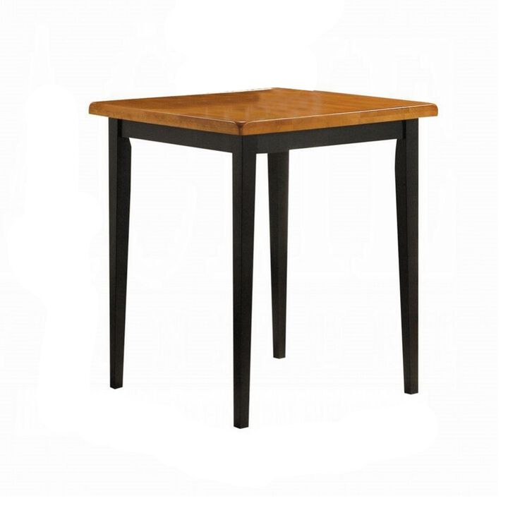 Gael Counter Height Square Dining Table Set, 4 Stools, Wood, Oak, Black-Benzara