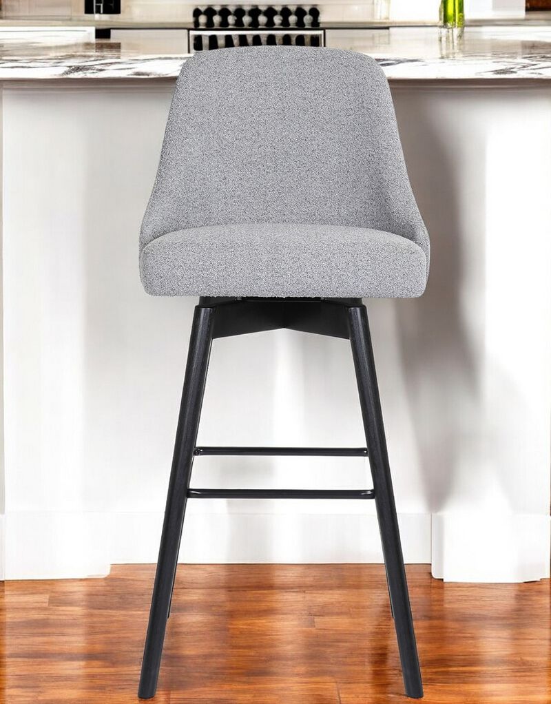 HomeRoots Solid Wood and Fabric Armless Swivel Bar Stool image number 1