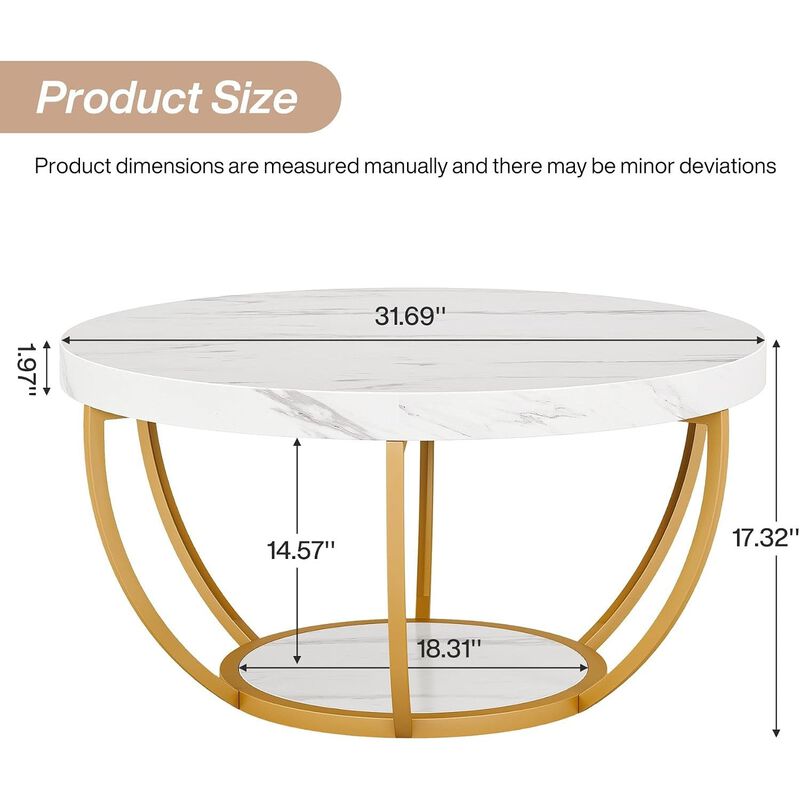 Tribesigns Industrial 2-Tier Wood Coffee Table image number 4