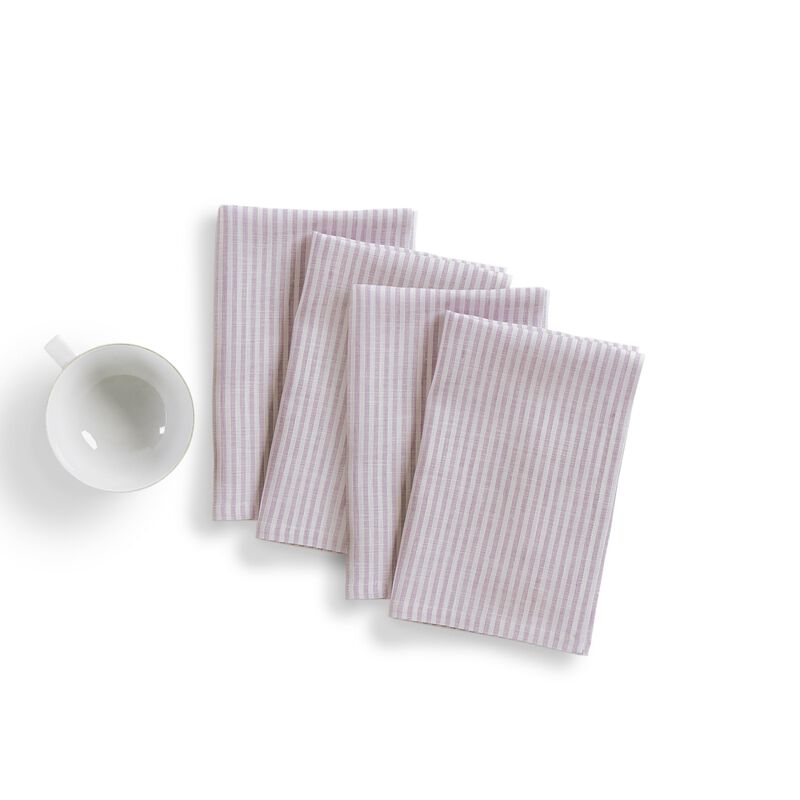 Solino Home Narrow Stripe 100% Linen Dinner Napkins &ndash; Set of 4, 20 x 20 in, Machine Washable, Holiday and Everyday Dining