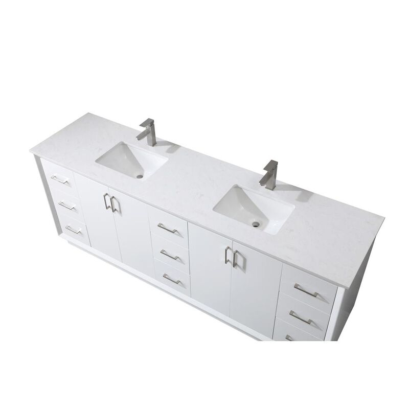 Elegant Kitchen and Bath 84 Inch Double Bathroom Vanity In White