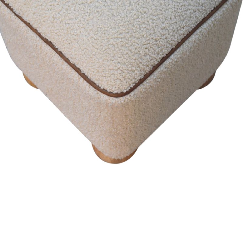 Serenity  Solid Wood Footstool Boulce Fabic  with Ball Feet