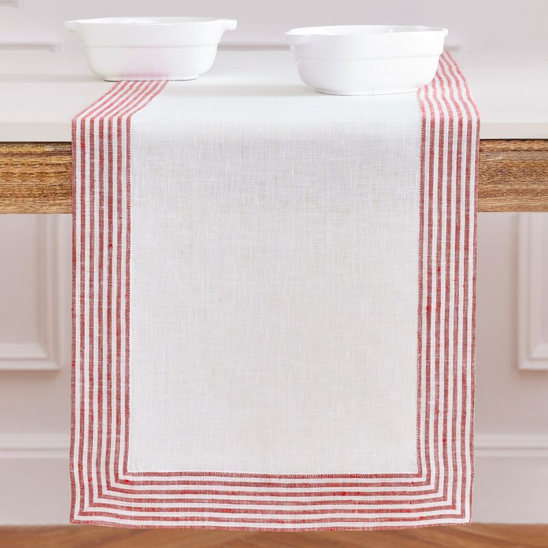 Solino Home Lucca 100% Linen Table Runner &ndash; Handcrafted, Machine Washable, Perfect for Holiday and Everyday Dining