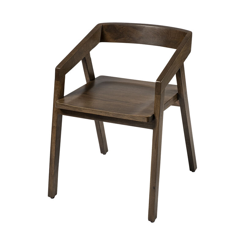 HomeRoots Set Of Two Brown Wood Open Back Arm Chairs image number 4