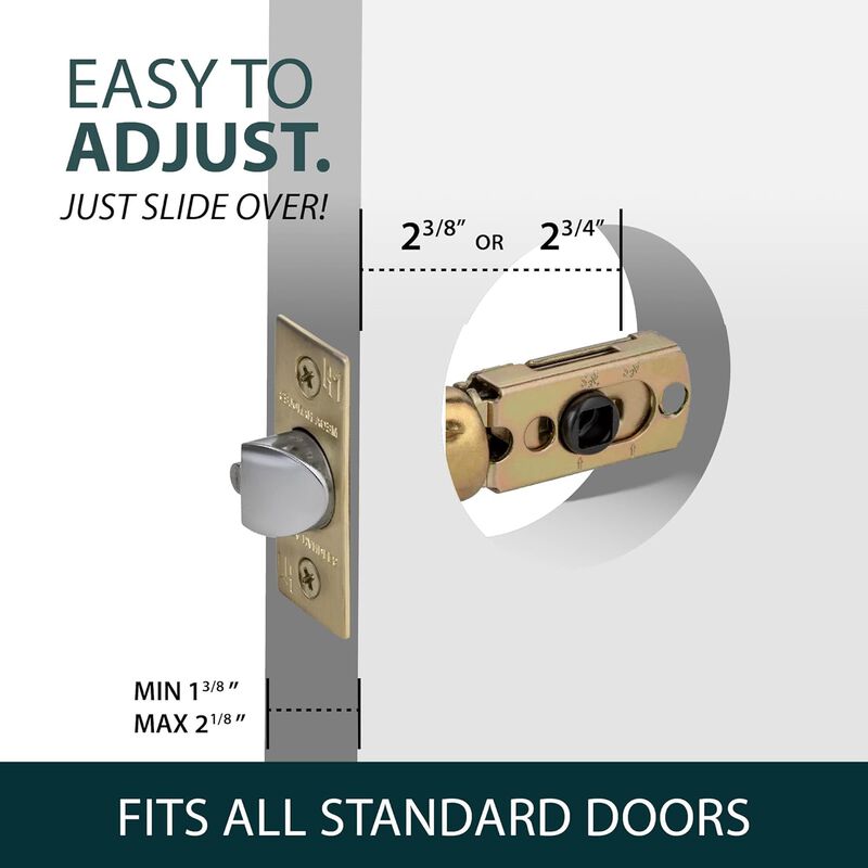 Mega Handles 2-Way Adjustable Entry Replacement Door Latch | Universal for Half Moon Spindles