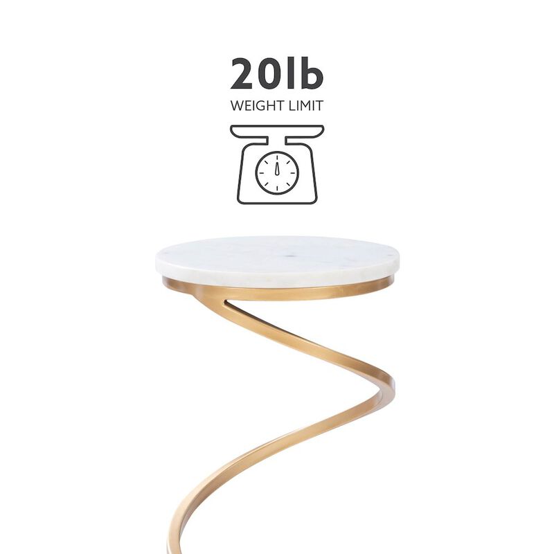 Linon Rian Spiral Drink Table White Marble image number 9