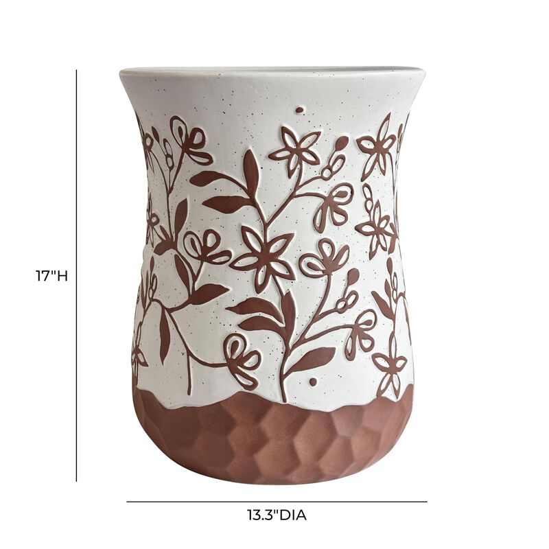 Tov Furniture Ceramic Carved Terracotta Table image number 2