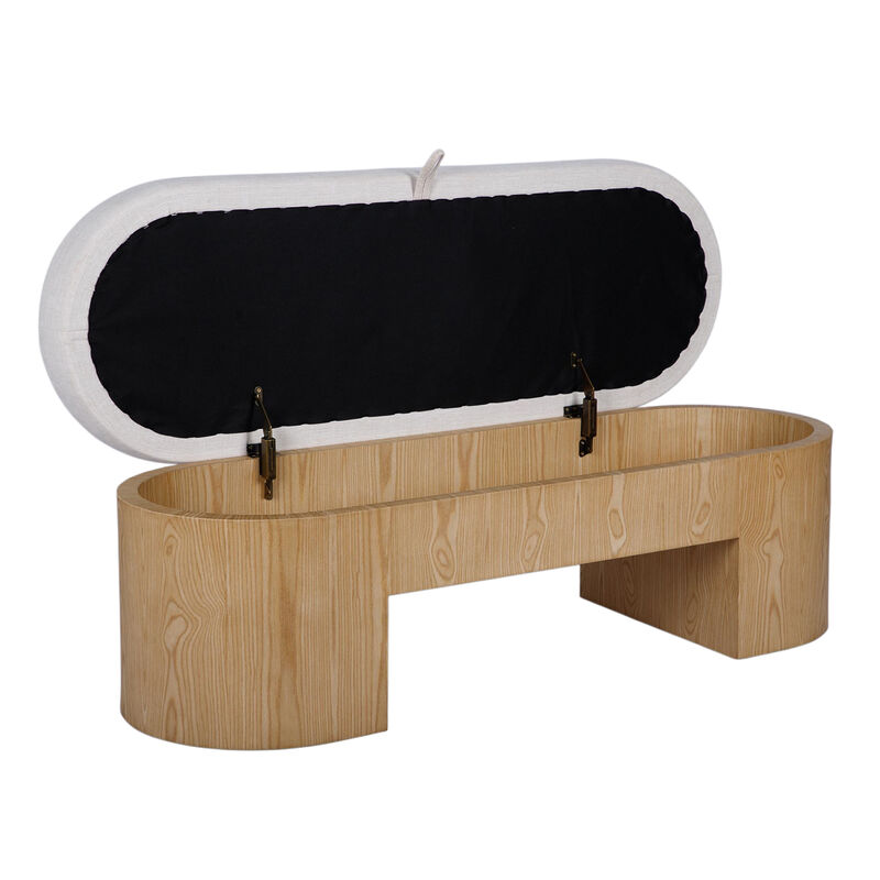 Poppi Cream Performance Fabric Storage Bench image number 4