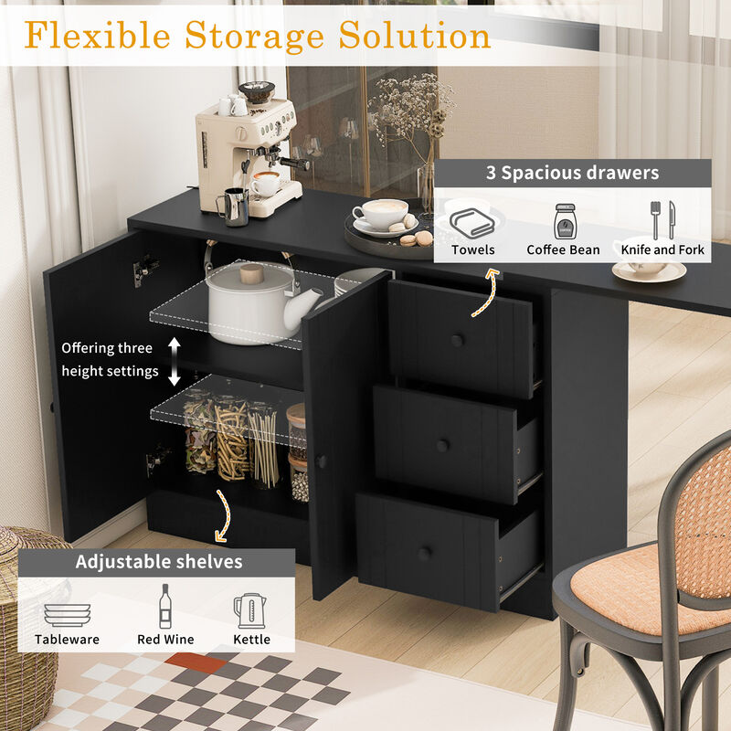 Wooden Sideboard with Extendable Table image number 6