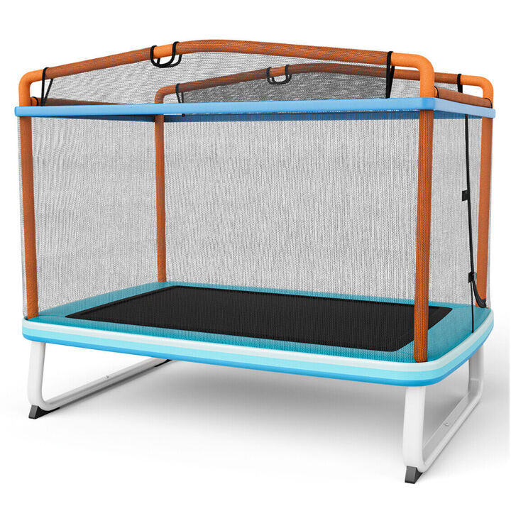 Outdoor Rectangle Trampoline with Swing Horizontal Bar and Enclosure Net