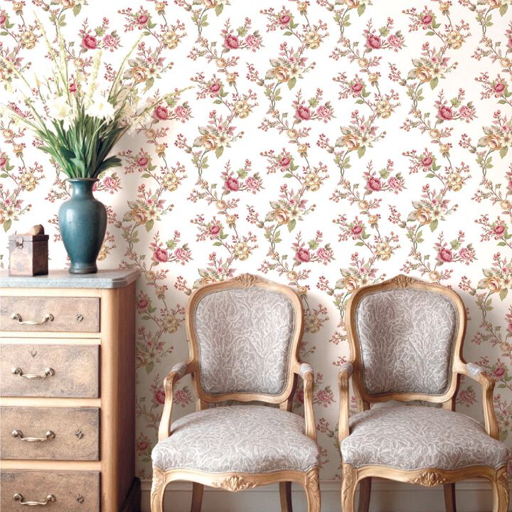 Blooming Garden Floral Red Wallpaper 8326