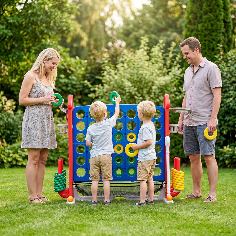 Portable 4 in 1 Row Connect Game with Mesh Net and Adjustable Height image number 7