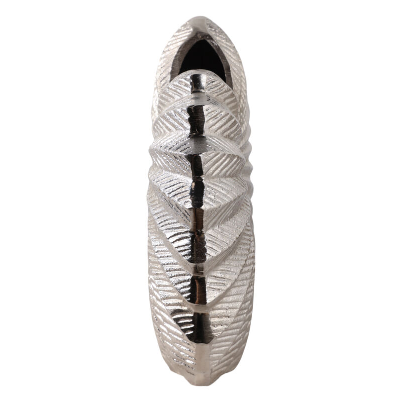 14x14" Seashell Metal Vase, Silver image number 2