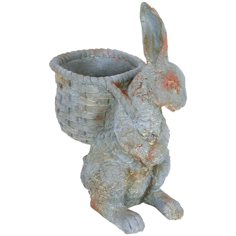 Sunnydaze Roman the Carrot Collector Indoor/Outdoor Rabbit Statue - 17 in image number 1