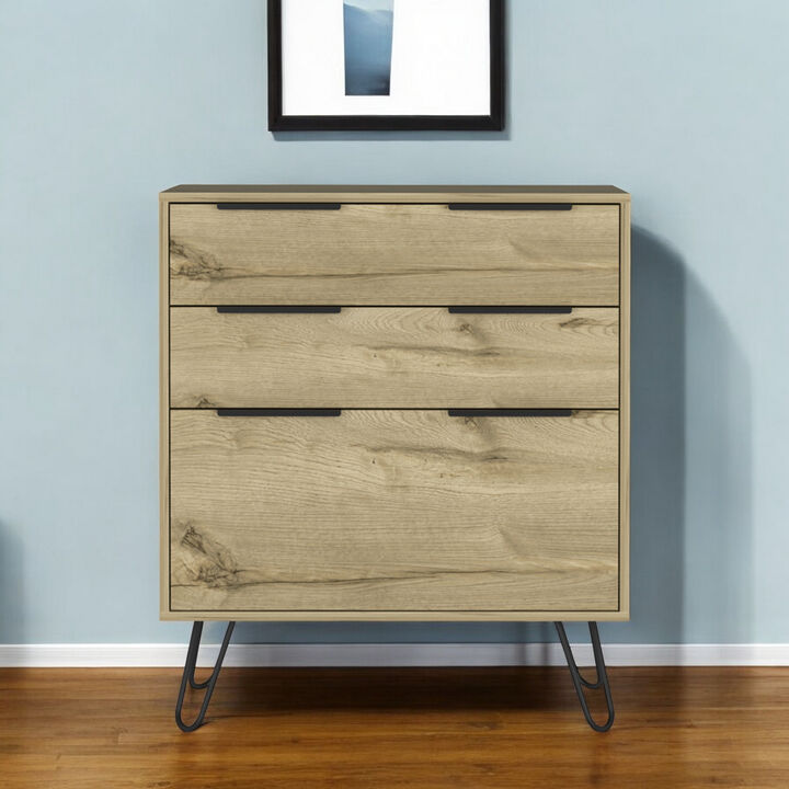 Three Drawer Dresser with Ample Storage for Bedroom Organization