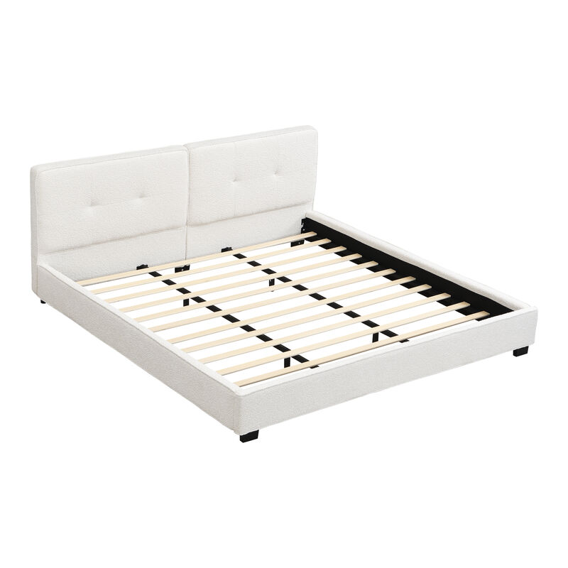 Merax Modern Platform Bed with Plush Velvet Upholstery & Tufted Headboard