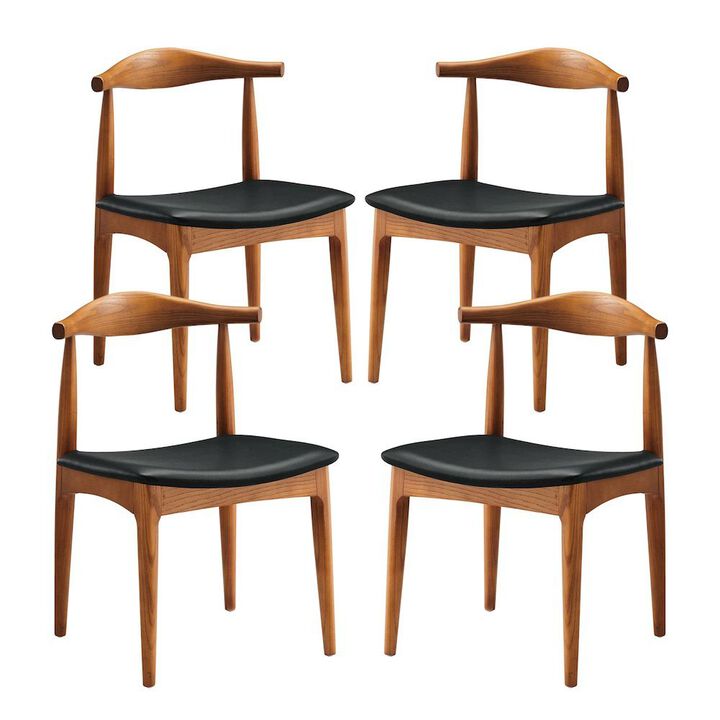 Wooden Dining Chairs for Kitchen and Modern Dining Room Tables, Black, Set of 4