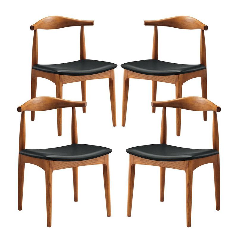 Wooden Dining Chairs for Kitchen and Modern Dining Room Tables, Black, Set of 4 image number 0