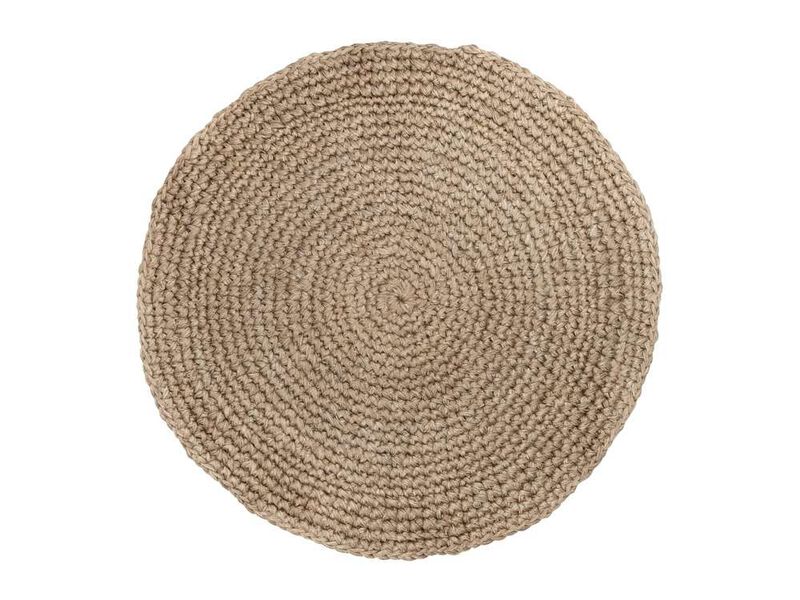 Georgia Natural Brown Crochet Round Jute Rug image number 1