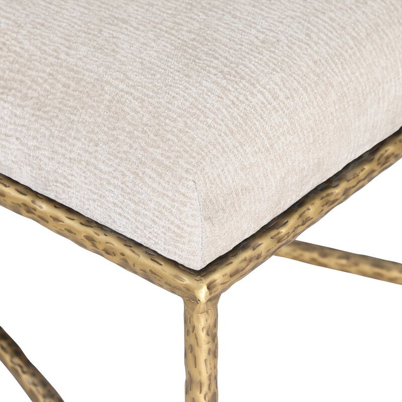 Meridian Furniture Valley Beige Chenille Fabric Bench