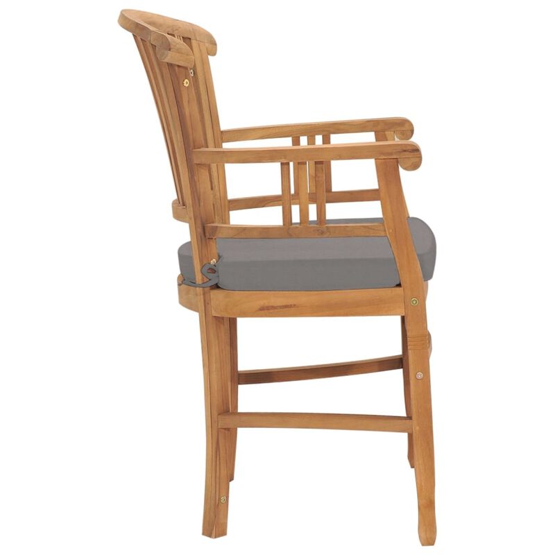 vidaXL Garden Chairs 2 pcs with Dark Gray Cushions Solid Teak Wood