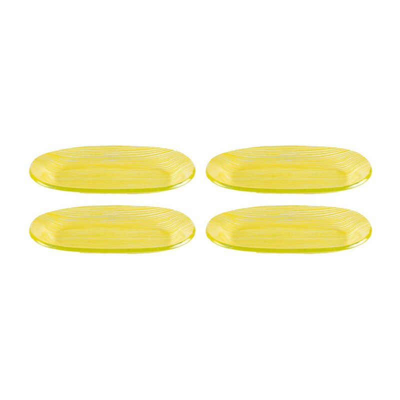 Glass Dinnerware 7.75" x 4.25" x h:0.5" Oval Yellow Glass Platter (Set of 4)