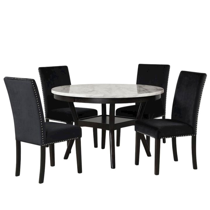 Counter Height Kitchen Table, Round Marble Dining Table in Brown Wood