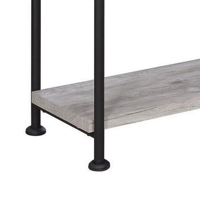 Sophisticated Wood and Metal Open Bookcase, Gray