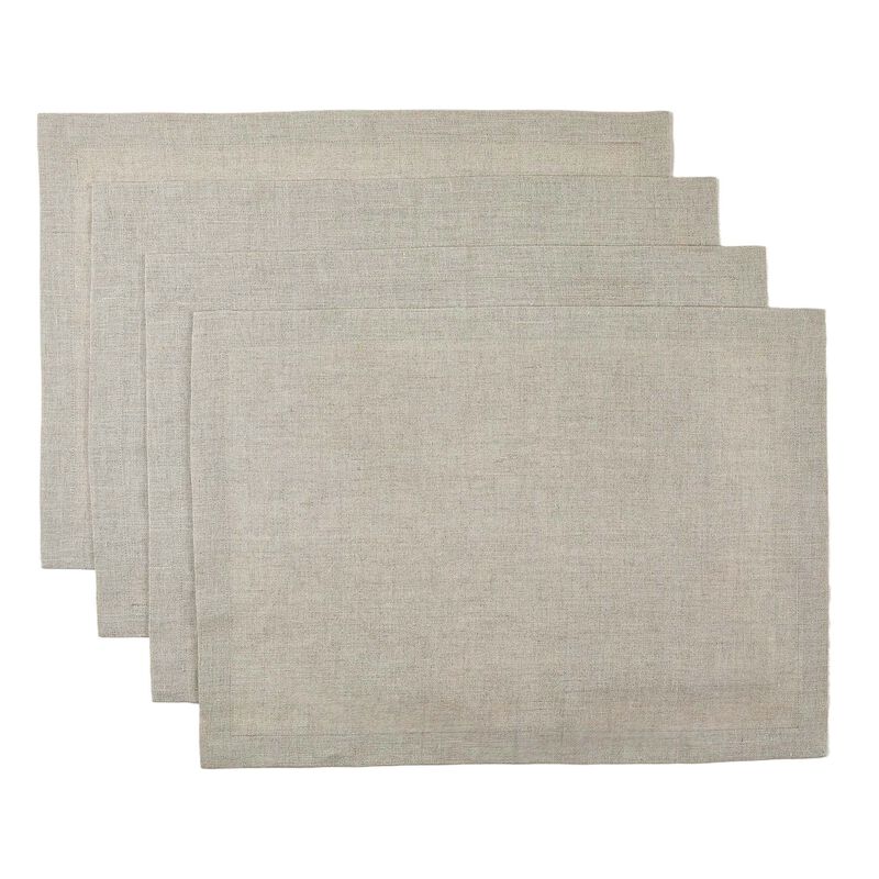 Solino Home Fete 100% Linen Placemats &ndash; Set of 4, 14 x 19 in, Machine Washable, Holiday and Everyday Dining