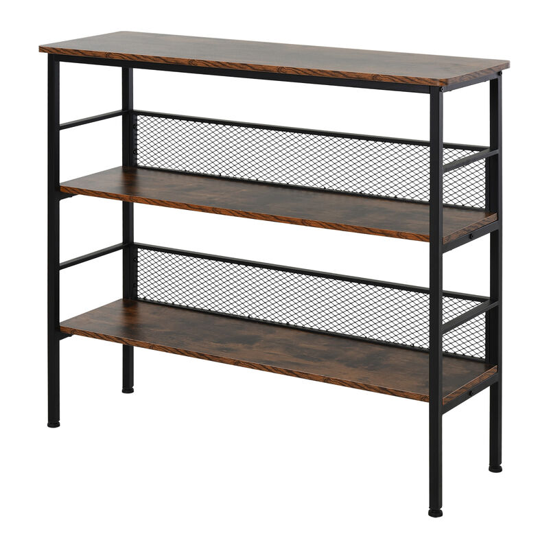 3-Layer Brackets Industrial Storage Rack Bookshelf Multi-role Spacious Black