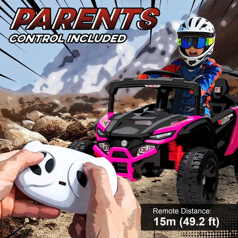 BreeBe 12V Kids Ride On Truck, Battery Powered Electric UTV Vehicle with Rear Suspension, Remote Control image number 4