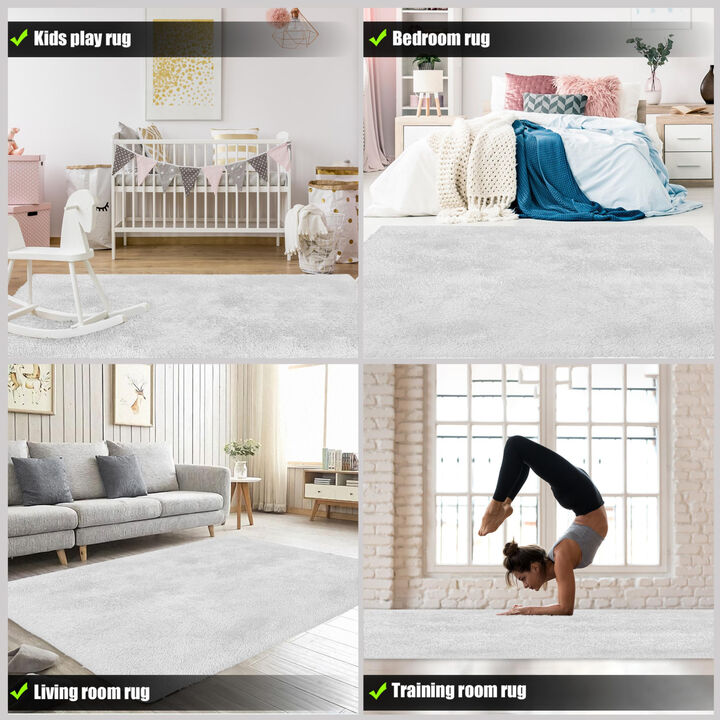 4 X 5 White Solid Modern Area Rug