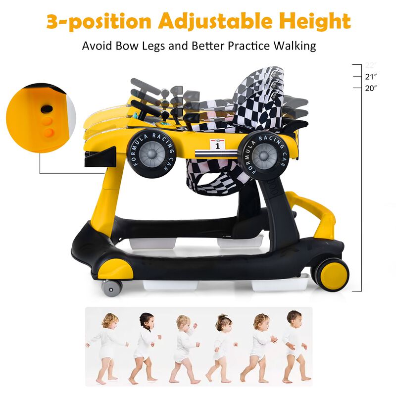 Multi-Functional 4-in-1 Foldable Baby Push Walker with Adjustable Height Settings