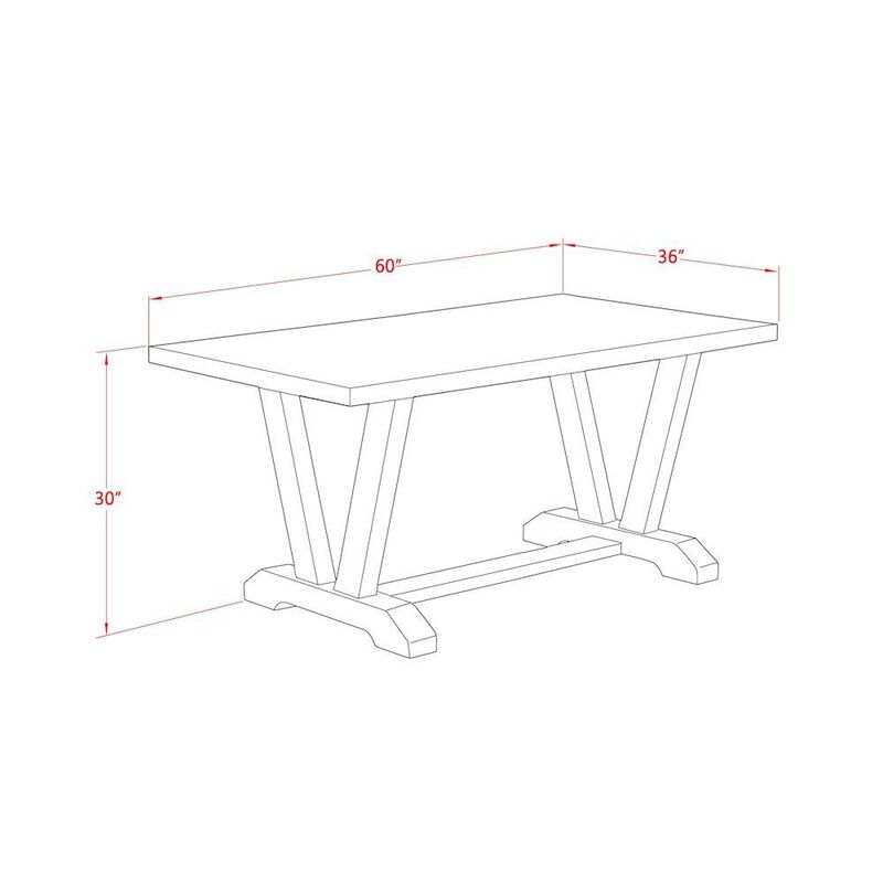 East West Furniture 1-Piece Dining Table with Rectangular Cement Table top and Linen White Wooden Legs Finish