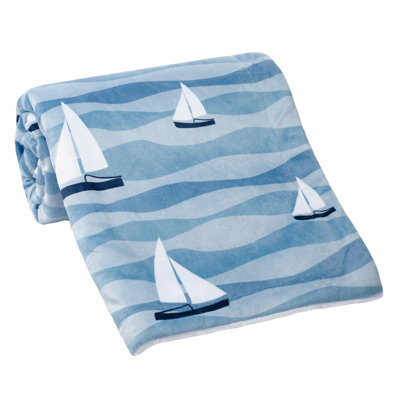 Lambs & Ivy Little Skipper Soft Luxury Nautical Sailboat Fleece Baby Blanket