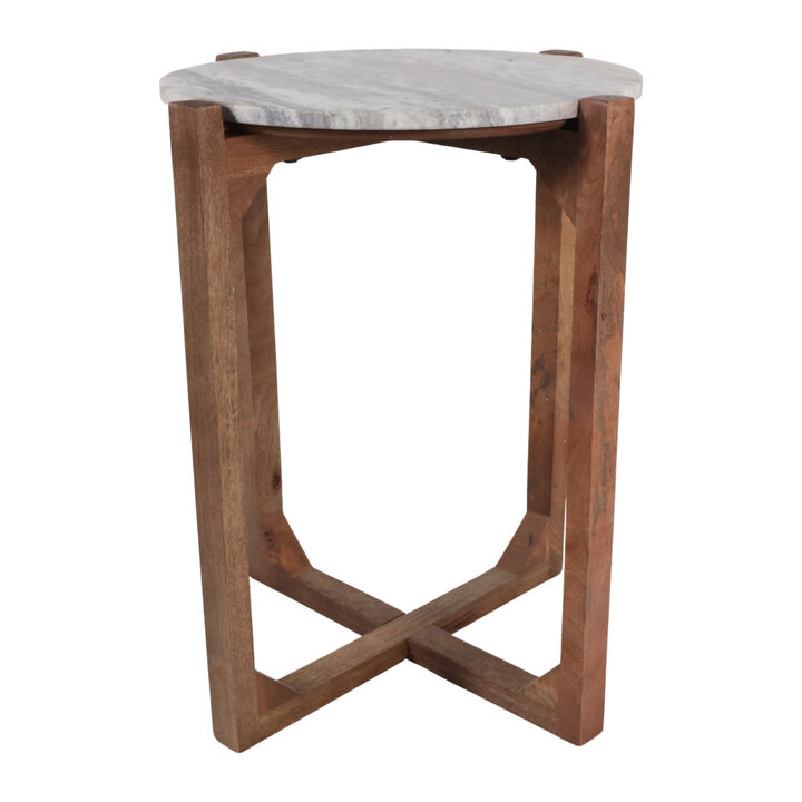 Modern Wood & Marble Accent Table
