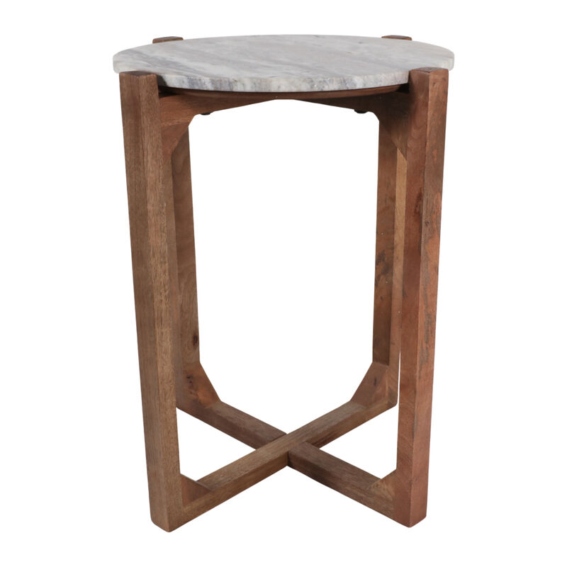Modern Wood & Marble Accent Table image number 0