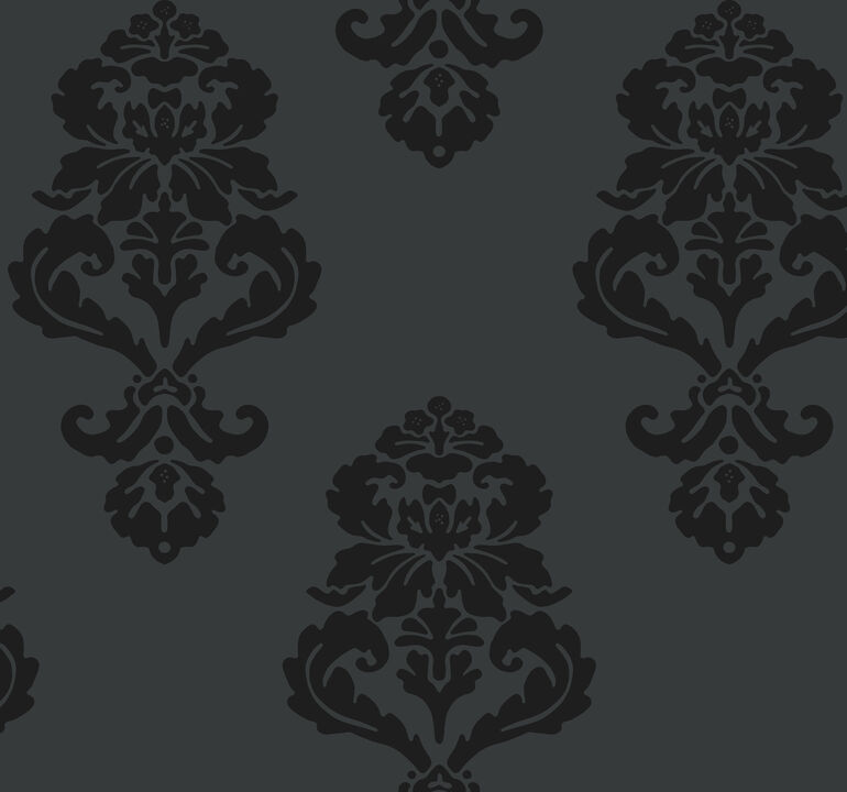 Graphic Damask Black Wallpaper