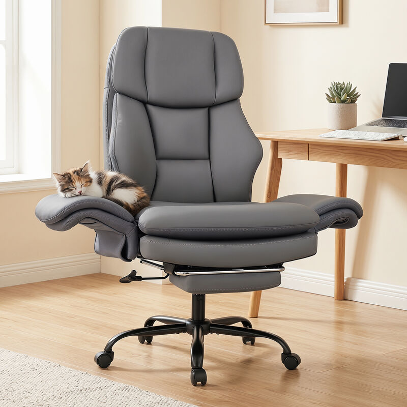 Ergonomic Cross Legged Office Chair Big and Tall with Retractable Footrest image number 2